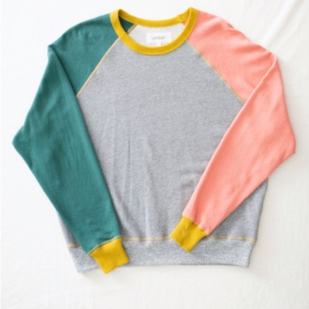 THE GREAT. COLLEGE SWEATSHIRT-MULTI COLOR-BLOCK. SIZE 1